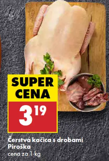 Čerstvá kačica s drobami