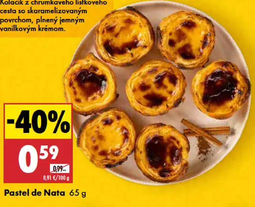 Pastel de Nata koláčik z lístkového cesta s vanilkovým krémom