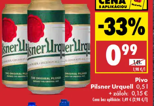 Pilsner Urquell pivo plechovka