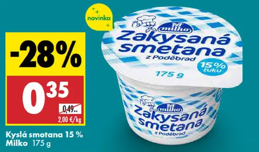 Milko kyslá smotana 15 %