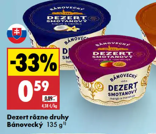 Bánovecký smotanový dezert rôzne druhy