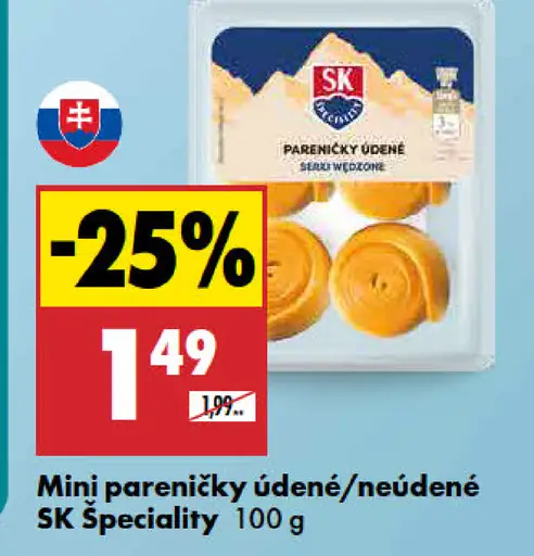 Mini pareničky údené alebo neúdené SK Špeciality