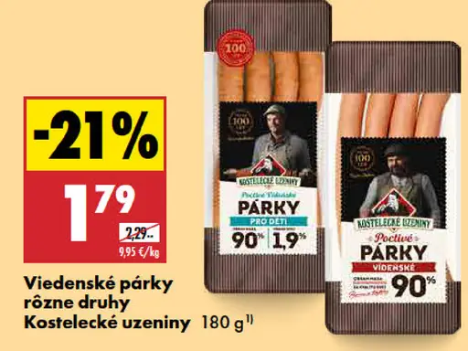 Viedenské párky rôzne druhy Kostelecké uzeniny