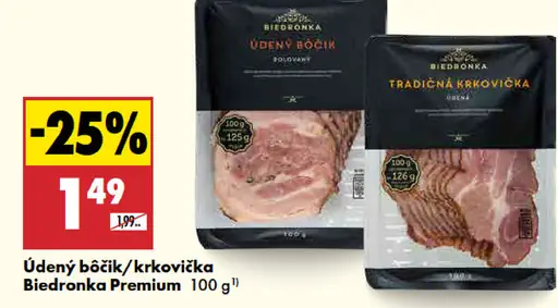 Biedronka Premium údený bôčik alebo krkovička