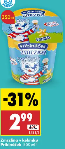 Pribináček Zmrzka vanilková zmrzlina