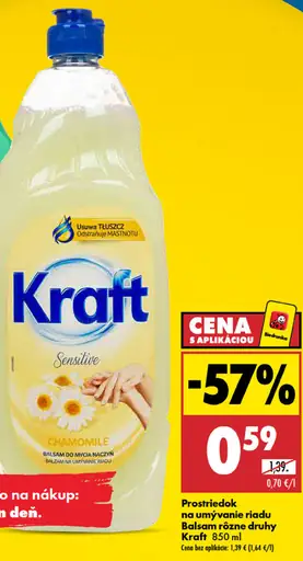 Kraft balzam na umývanie riadu, rôzne druhy: Aloe vera a harmanček