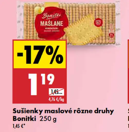 Maslové sušienky rôzne druhy Bonitki