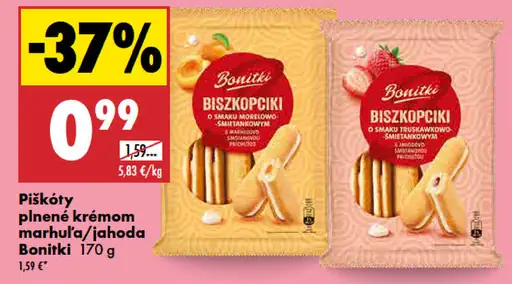 Piškóty plnené krémom s marhuľovou príchuťou Bonitki