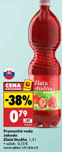 Pramenitá voda Jahoda Zlatá Studňa