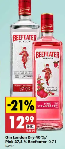 Gin London Dry 40 % a Pink 37,5 % Beefeater