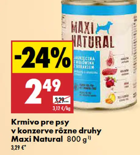 Maxi Natural krmivo pre psy v konzerve rôzne druhy