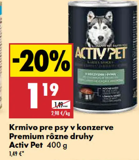 Activ Pet krmivo pre psy konzerva