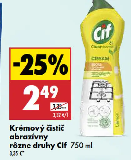 Cif krémový čistič abrazívny rôzne druhy