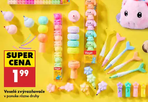Kayet veselé zvýrazňovače, rôzne druhy