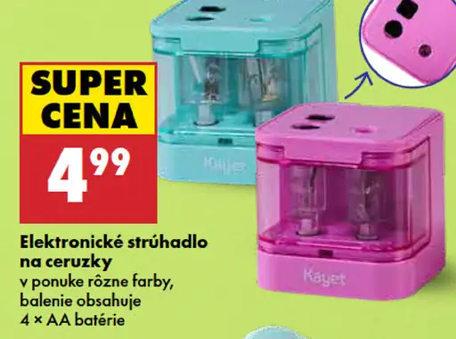 Kayet elektronické strúhadlo na ceruzky, v ponuke rôzne farby