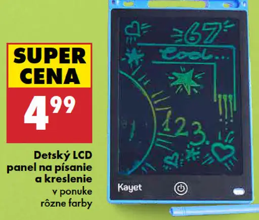 Kayet detský LCD panel na písanie a kreslenie, v ponuke rôzne farby