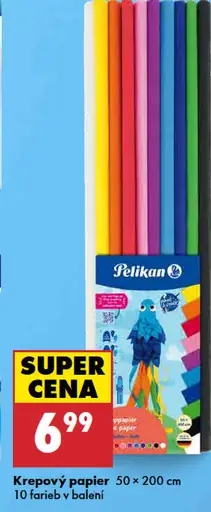 Pelikan krepový papier, 50 × 200 cm, 10 farieb v balení