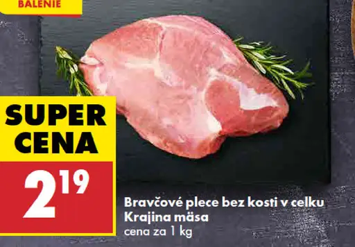 Krajina mäsa – bravčové plece bez kosti v celku, vákuové balenie