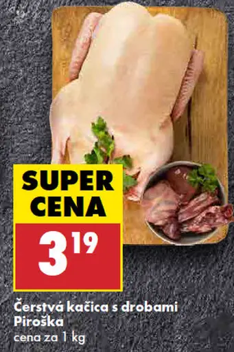 Čerstvá kačica s drobami