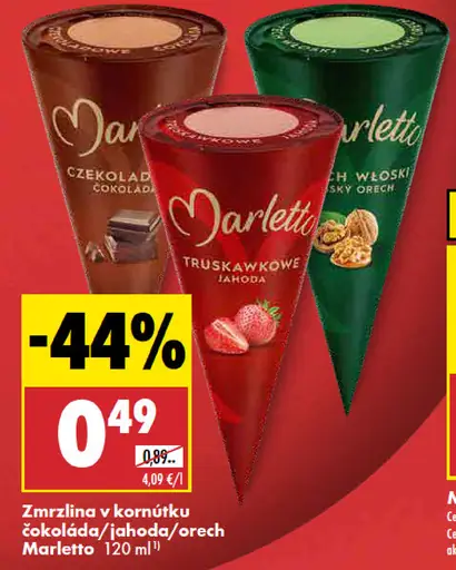 Marletto zmrzlina v kornútku čokoláda