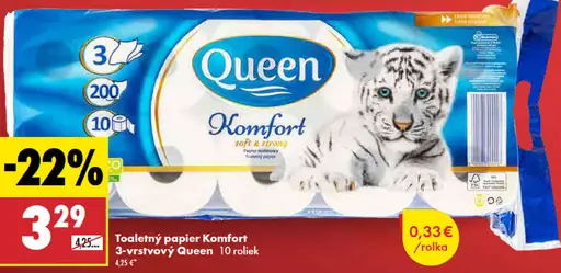 Queen Komfort toaletný papier 3-vrstvový