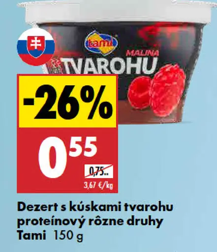 Tami proteínový dezert s kúskami tvarohu, rôzne druhy