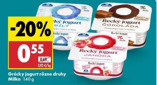 Milko Grécky jogurt rôzne druhy