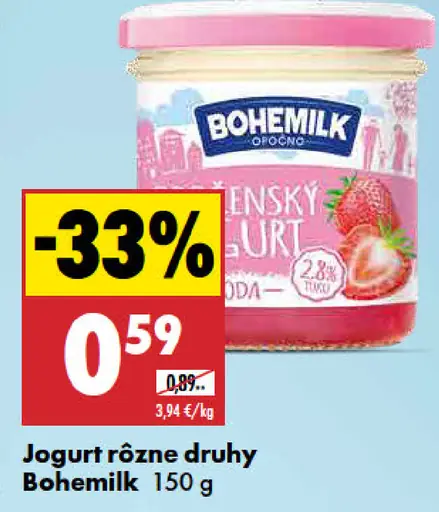 Bohemilk jogurt, rôzne druhy