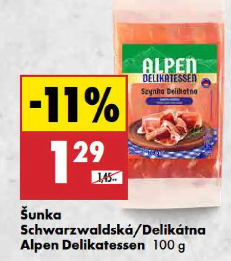 Alpen Delikatessen schwarzwaldská a delikátna šunka