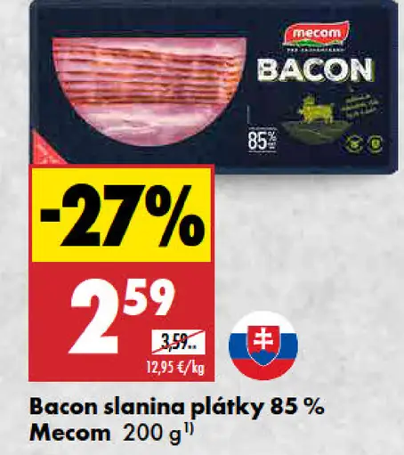 Mecom bacon, slanina v plátkoch, 85 % mäsa