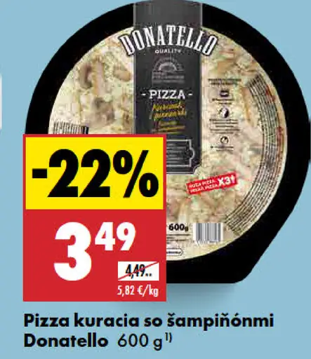 Donatello Pizza kuracia so šampiňónmi