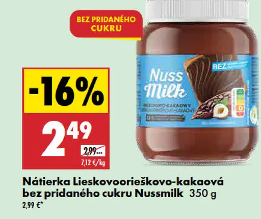 Lieskovoorechovo-kakaová nátierka bez pridaného cukru Nussmilk