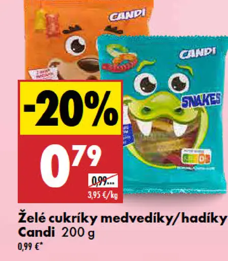 Želé cukríky medvedíky/hadíky Candi