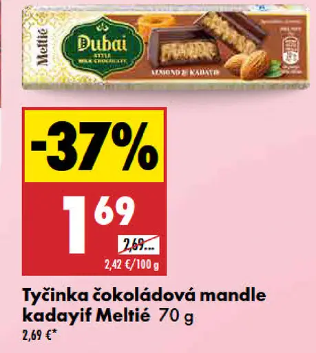 Mellié čokoládová tyčinka s mandľami a kadaifom