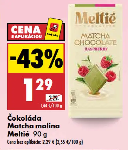 Mellié čokoláda Matcha malina