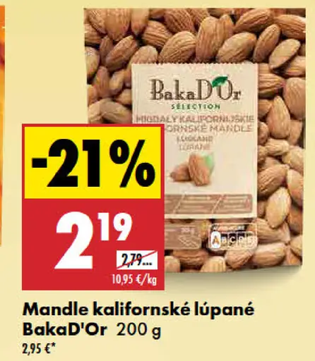BakaD’Or mandle kalifornské lúpané