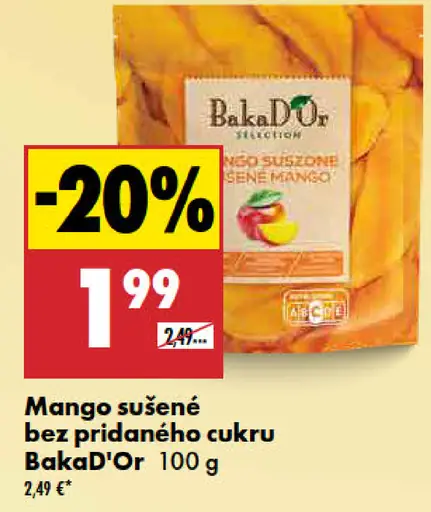 Mango sušené bez pridaného cukru BakaD’Or