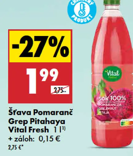 Vital Fresh šťava pomaranč grep pitahaya