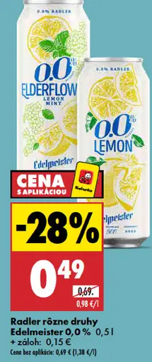 Edelmeister Radler 0,0 % rôzne druhy – Elderflower Lemon Mint a Lemon