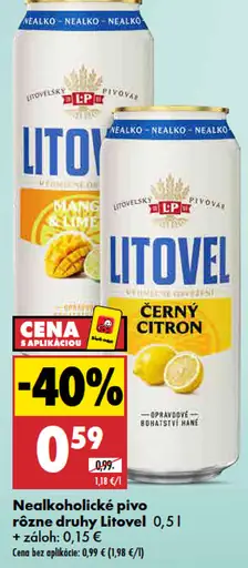 Litovel nealkoholické pivo rôzne druhy – Mango Lime a Černý citron plechovka