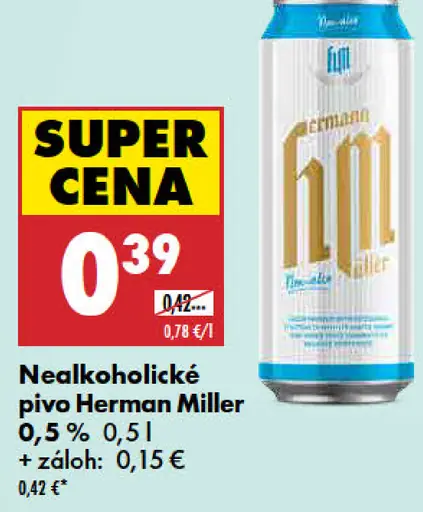 Herman Miller nealkoholické pivo plechovka