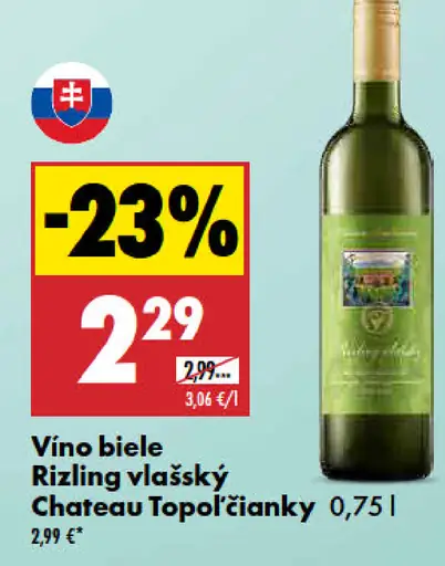 Víno biele Rizling vlašský Chateau Topoľčianky