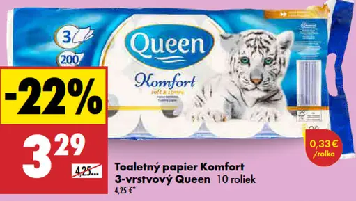 Toaletný papier Komfort 3-vrstvový Queen