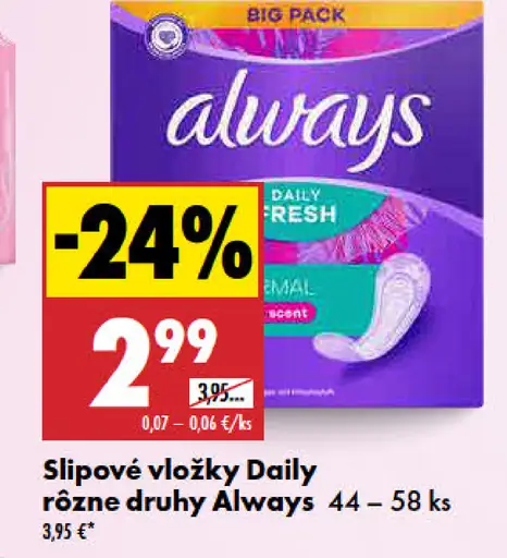 Always Daily Fresh slipové vložky