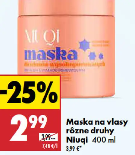 Niuqi maska na vlasy rôzne druhy