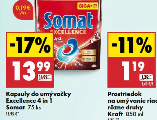 Somat Excellence 4 in 1 kapsuly do umývačky