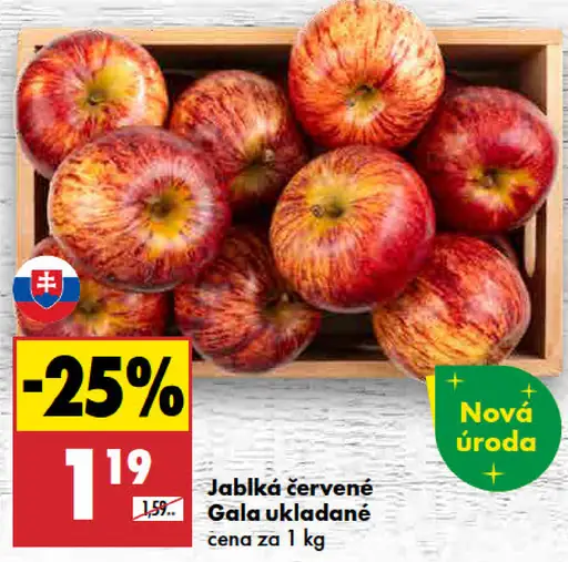 Jablká červené Gala ukladané