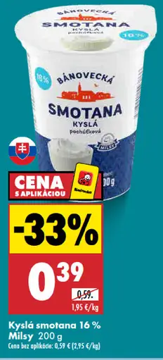 Milsy Kyslá smotana 16 %