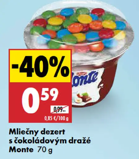 Zott Monte Mliečny dezert čokoládový s lieskovými orieškami