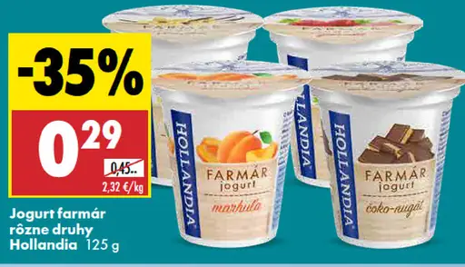 Hollandia jogurt Farmár rôzne druhy